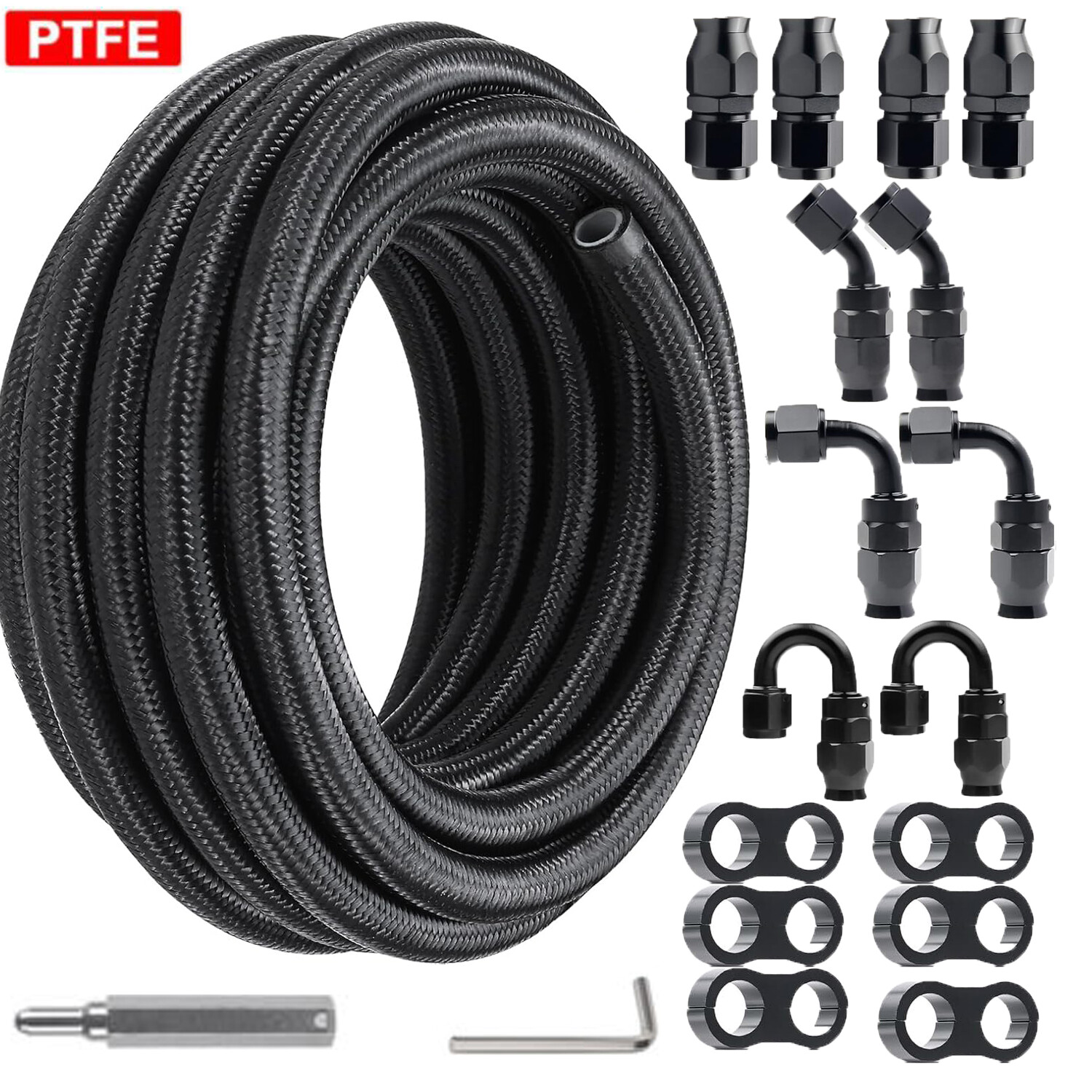 20FT 8AN Nylon E85 PTFE Fuel Line Braided Fuel Hose w 10 Fittings Hose Kit.jpg