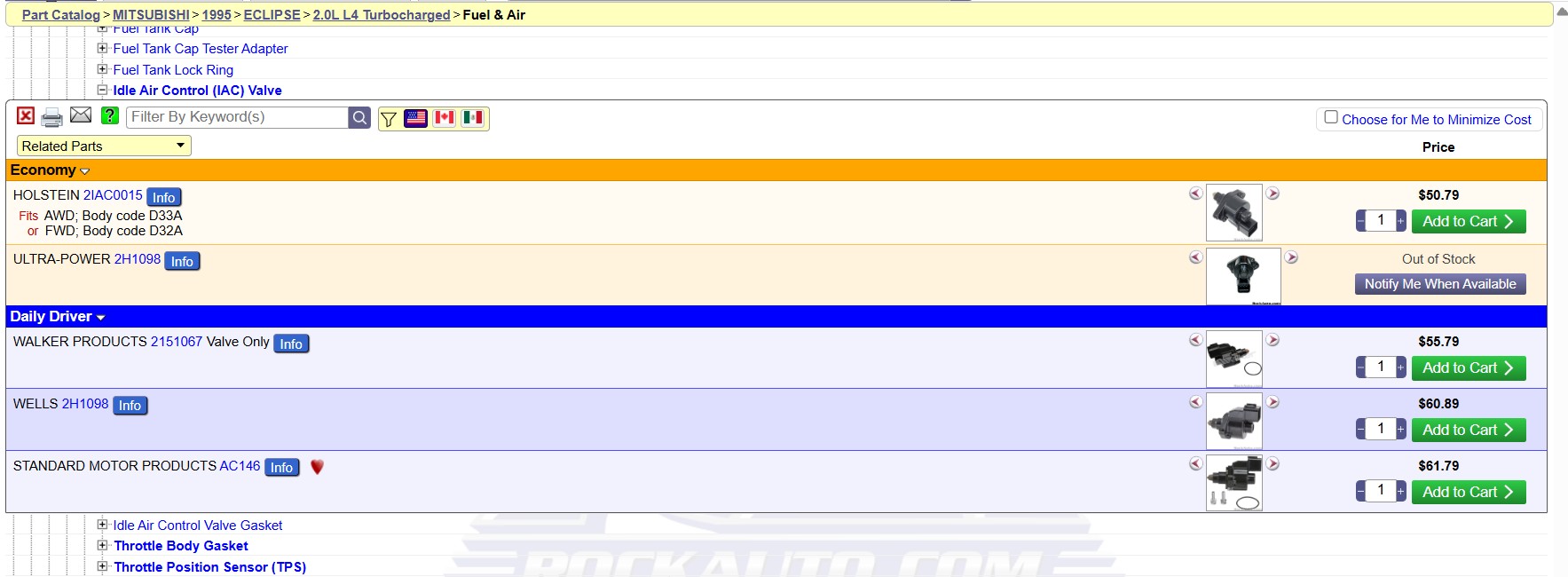 ISC for DSM - Rock Auto - showing 1995 Eclipse GSX but the SMP and Wells are the same part num...jpg
