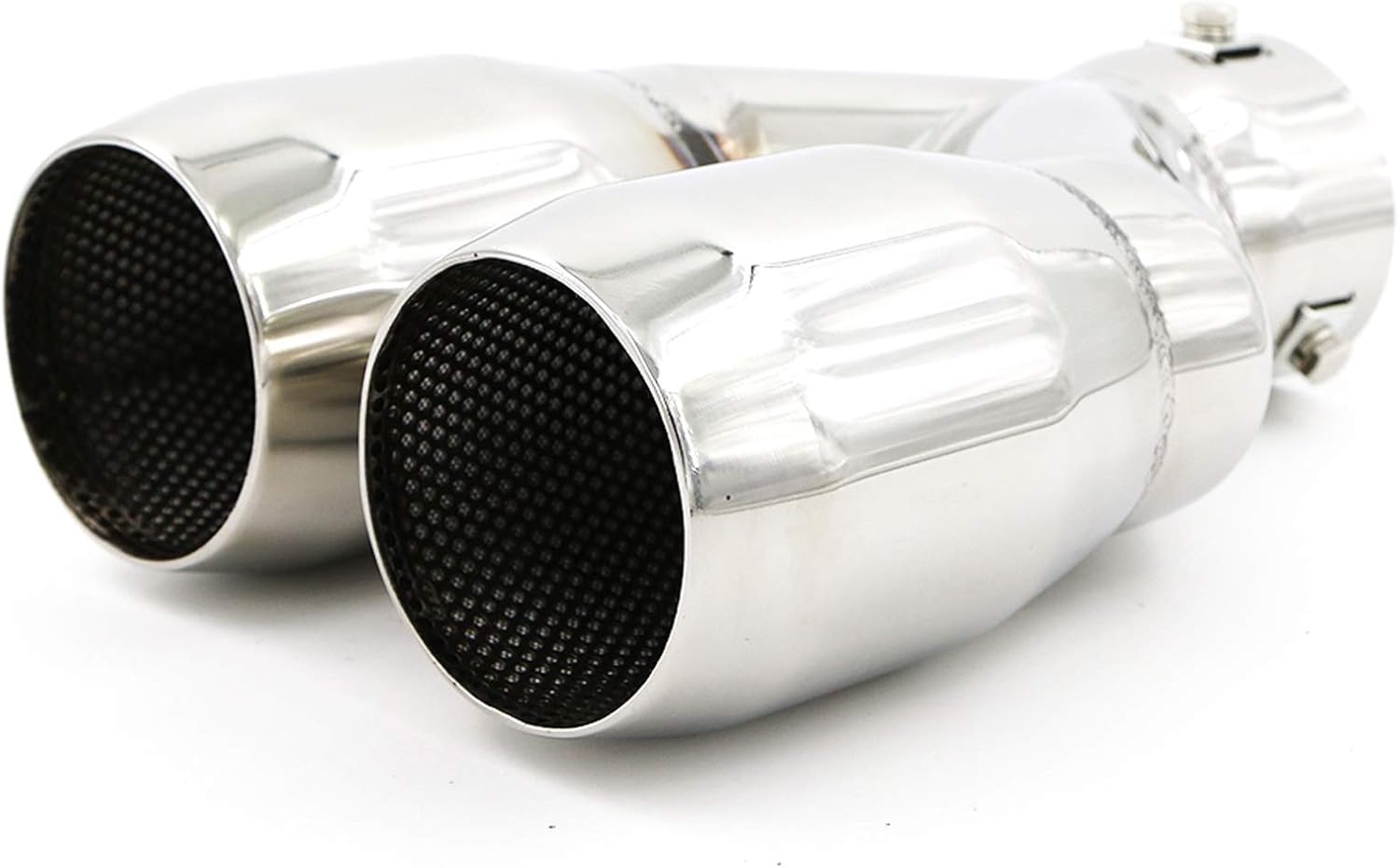 Stainless Steel Clamp on Dual Exhaust Tip Tailpipe Duo Layer 2.5%22X(2.6%22X2) X8.85%22 OAL - ...jpg