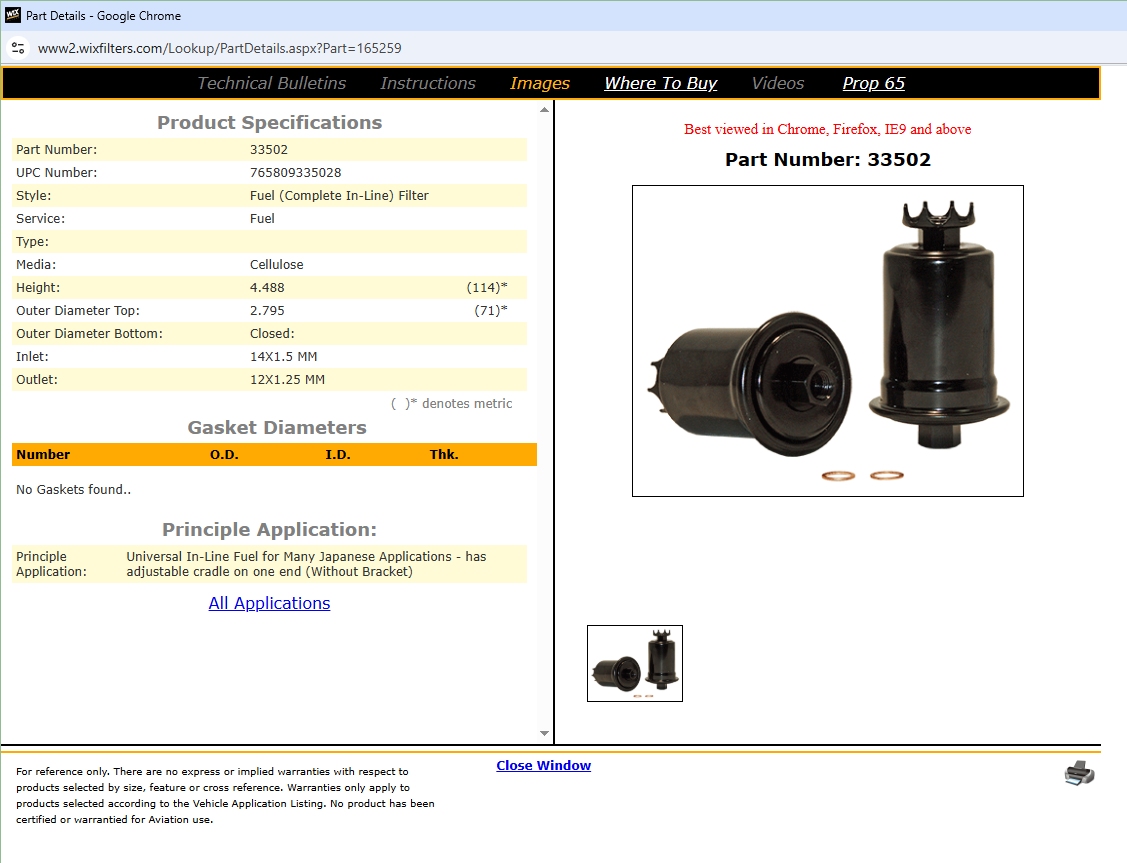 Wix 33502 fuel filter - is a 'Universal' filter that they recommend for 1990 Talon .jpg