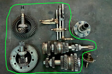 EVO 2/3 GSR 1-5 gear set, Complete clusters w/ Hubs/Sliders/Synchros/Forks/Rails/3.909 Rear Ring/Pinion gear etc