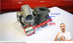 labeled picture of wastegate arm and lever on a turbo, driving 4 answers.png